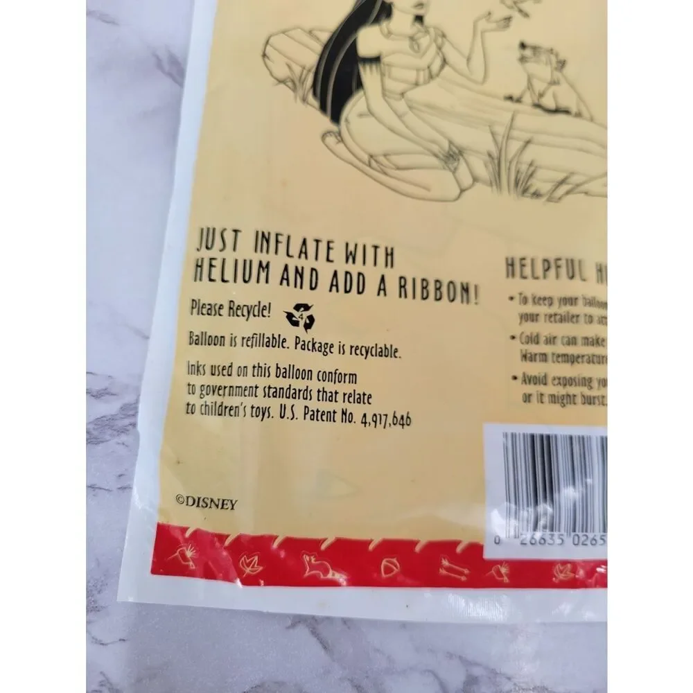 Pocahontas Vintage 90s Disney Mylar Foil Helium Balloon New In Package Deadstock